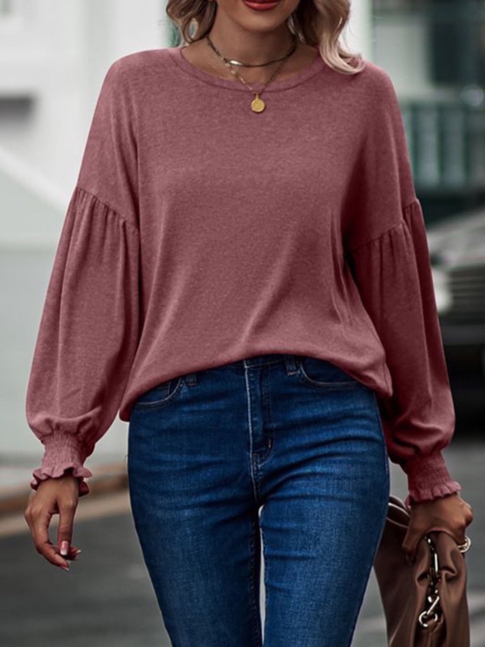 A&F Long-Sleeve Balloon Sleeve Knit Top
